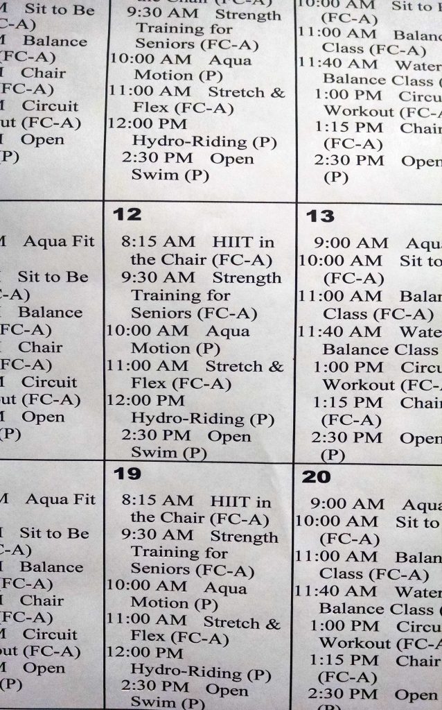 Avila Fitness Schedule