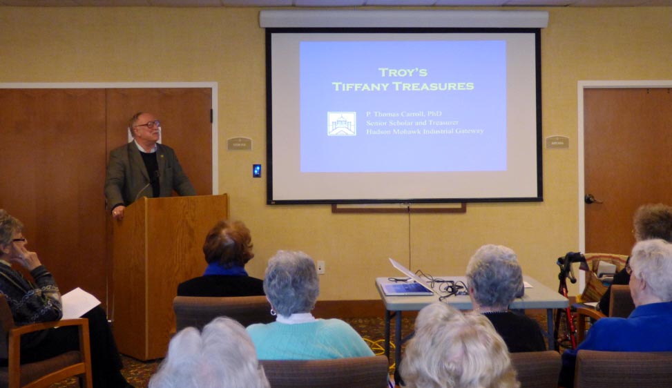 Dr Carroll presents Troy's Tiffany Windows at Avila